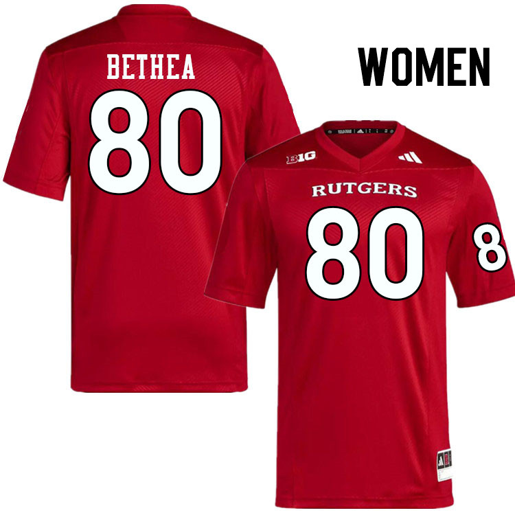 Women #80 Aaris Bethea Rutgers Scarlet Knights 2024 College Football Jerseys Stitched-Scarlet